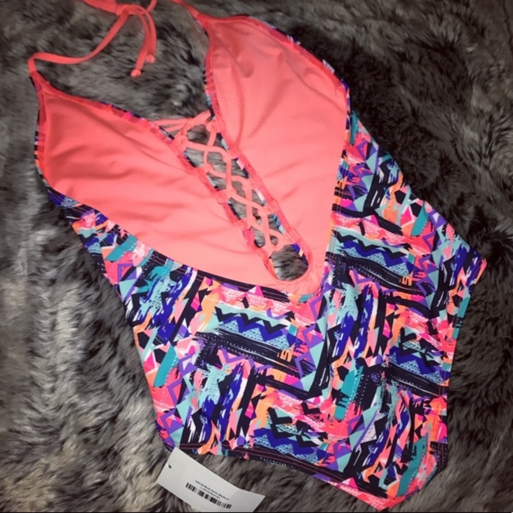 NWT Lace-Up Multi-color Swimsuit sz med